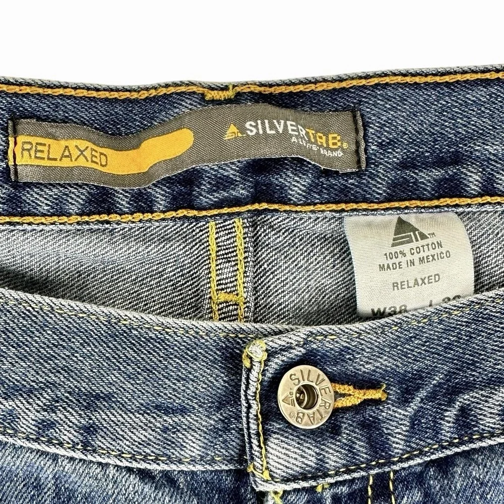 Vintage Levi's Silvertab Jeans Relaxed Fit W38 L32 Baggy Denim Made In Mexico